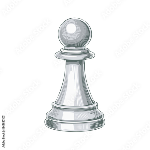 Detailed Sketch of a Single Chess Pawn Game Piece Illustration