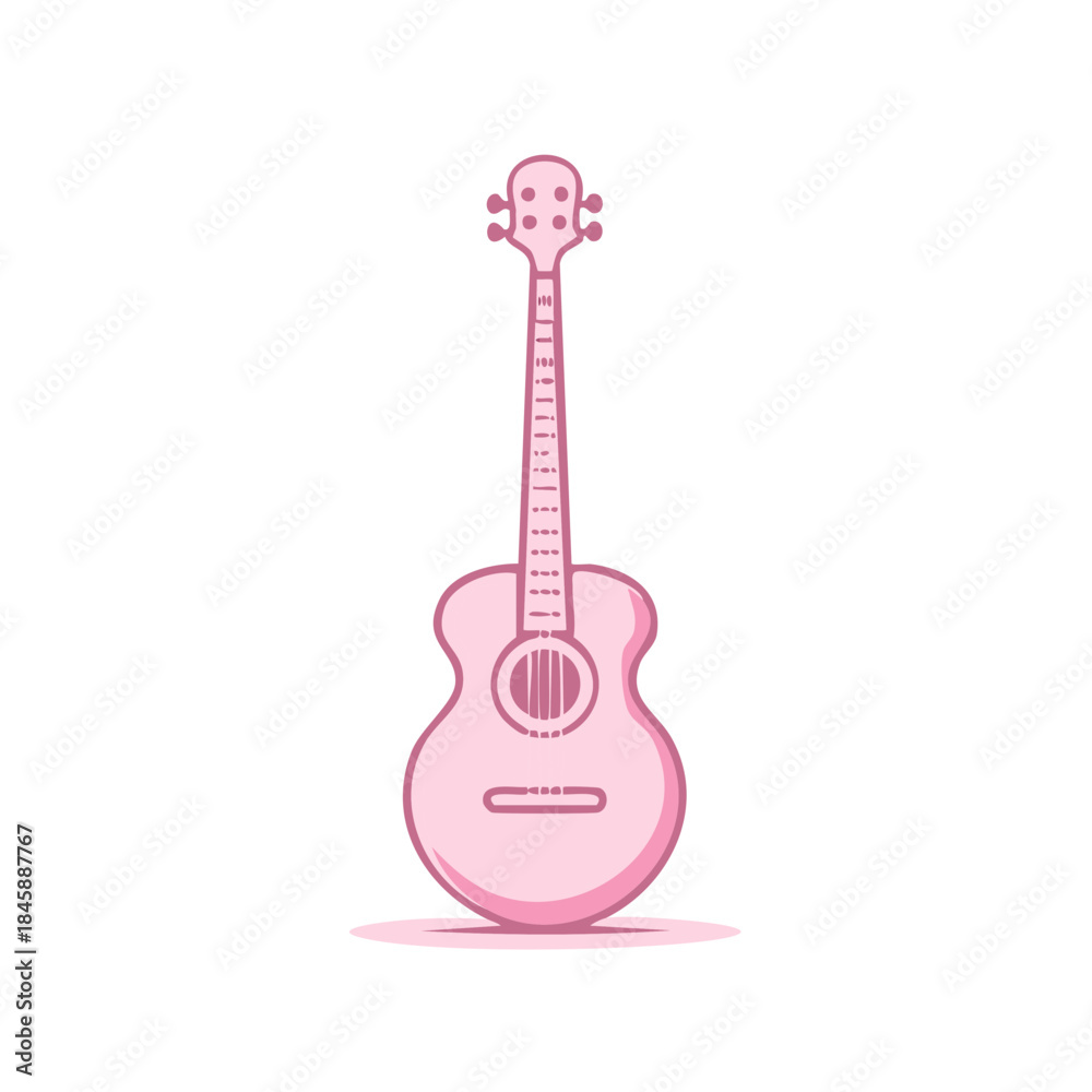 Fototapeta premium Acoustic Guitar Illustration Musical Instrument Flat Design Graphic Pink Simple Style Art Drawing Isolated on White