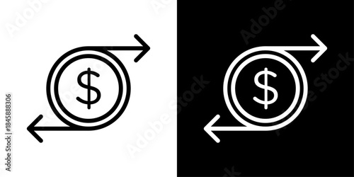 Cash flow icon representing money movement, income and expenses tracking, financial balance, and business liquidity.