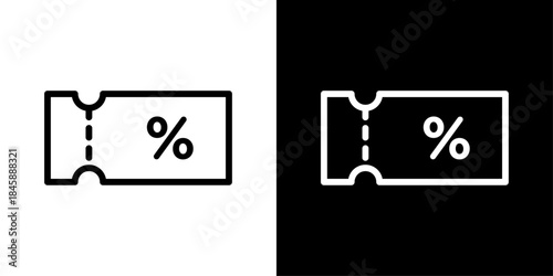 Coupon icon representing discount vouchers, promo codes, special offers, and savings used in shopping and ecommerce.