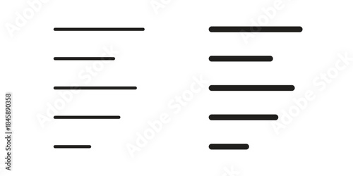 Align left icon Collection for mobile and web apps. Editable stroke line and glyph icons.