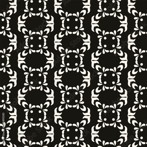 Simple minimalist geometric seamless pattern. Abstract monochrome minimal background with small floral shapes. Subtle repeat design for decor, print.