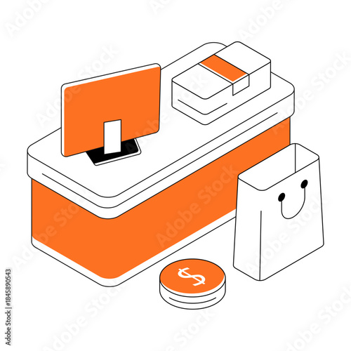 Modern design illustration of checkout counter