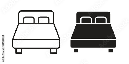 Bed icon Collection for mobile and web apps. Editable stroke line and glyph icons.