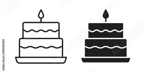 Birthday cake icon Collection for mobile and web apps. Editable stroke line and glyph icons.