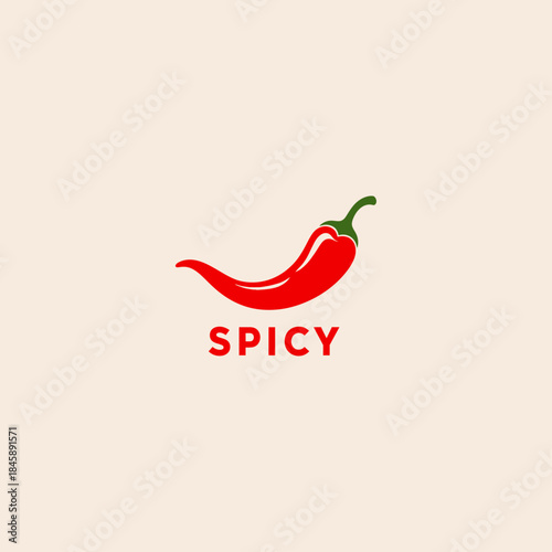 Red chili logo icon flat vector design. 