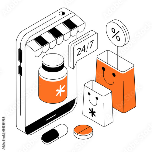 Premium download illustration of online medicine shop