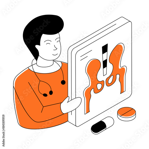 Modern design illustration of pelvic x ray