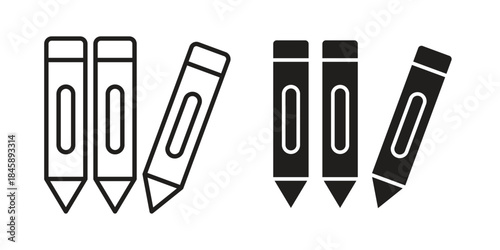 Crayon icon Collection for mobile and web apps. Editable stroke line and glyph icons.
