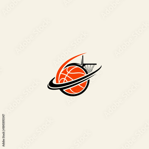 Basketball logo icon flat vector design.