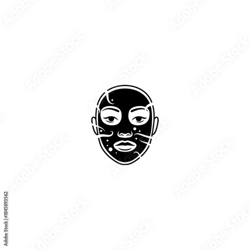 Charcoal face mask icon flat vector design.
