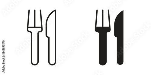 Fork and Knife icon Collection for mobile and web apps. Editable stroke line and glyph icons.