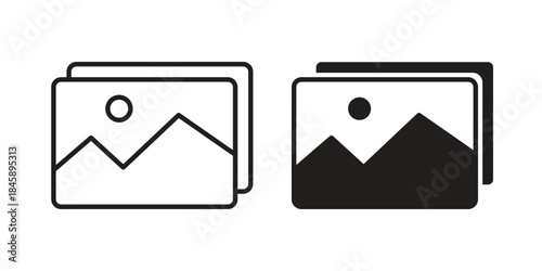 Gallery icon Collection for mobile and web apps. Editable stroke line and glyph icons.