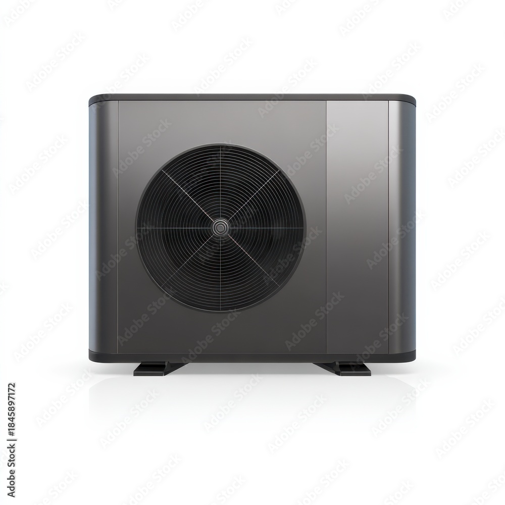 Fototapeta premium Contemporary Heat Pump: A modern heat pump unit, showcasing its sleek design and advanced functionality, symbolizing innovation in temperature regulation and energy efficiency.