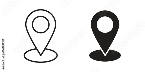 Location pin icon Collection for mobile and web apps. Editable stroke line and glyph icons.