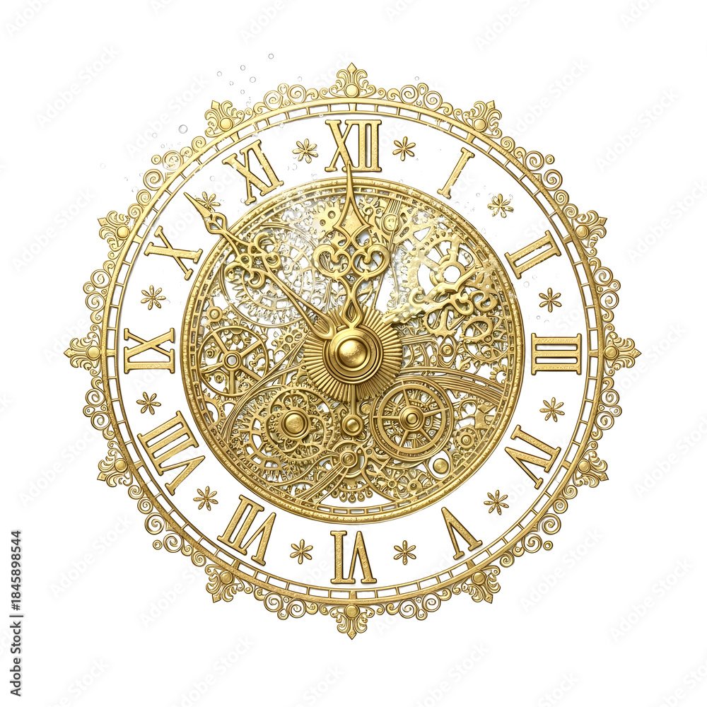 Obraz premium Intricate clockwork mechanism isolated on transparent background
