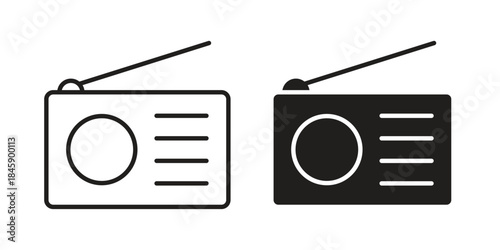 Radio icon Collection for mobile and web apps. Editable stroke line and glyph icons.