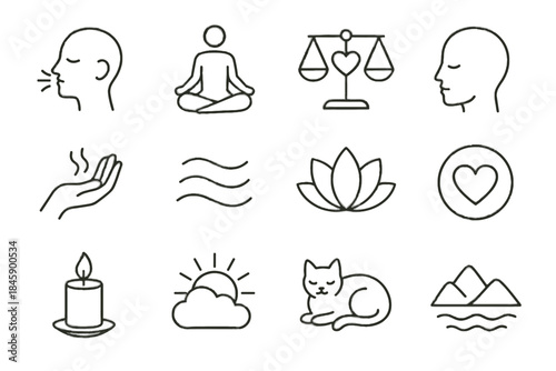 Icon vector hand cat silhouette tension heart open calm harmony releasing emotional