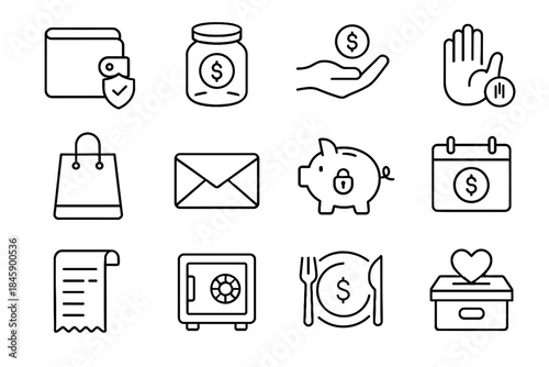 Icons heart receipt holding limit vector icon payment donation healthy lid coin