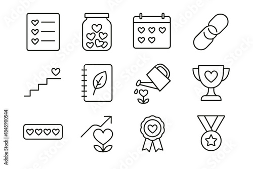 Checklist emotional vector hearts icons icon trophy emblem habit harmony top chain