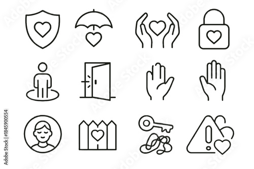 Umbrella triangle light vector icon key emotional lock icons heart harmony over