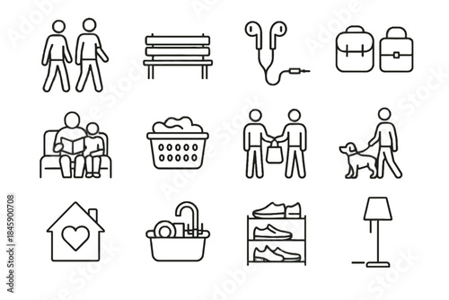 Park vector heart parent icon carried teen book chores side shoes house