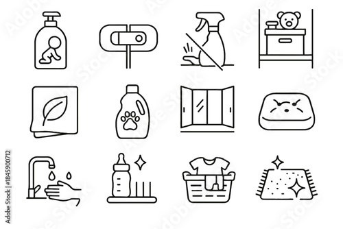 Cleaned ventilation baby vector window friendly bottle eco play icon cushion toy