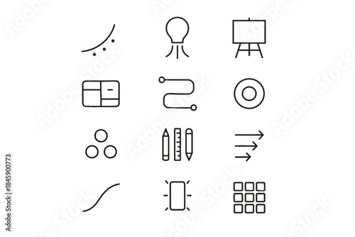 Lines arrows icons board drafting vector creative icon tools workflow progression workspace