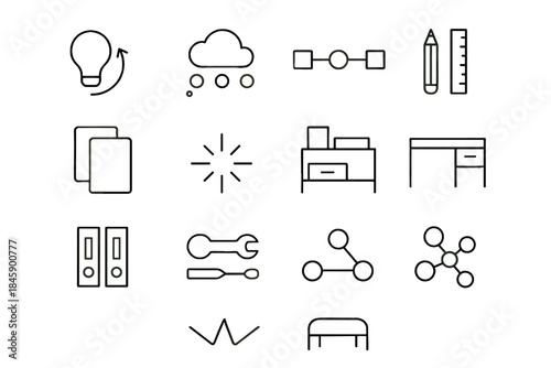 Icons shapes thought desk icon document symbol spark creative vector aligned outline