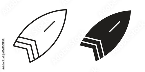Surf board icon Collection for mobile and web apps. Editable stroke line and glyph icons.