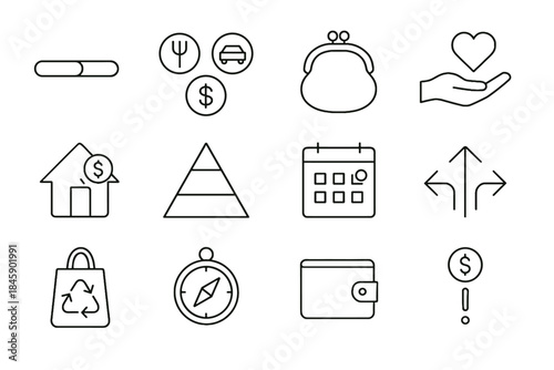 Icons grid icon budgeting vector board plan expense bar charity wallet home