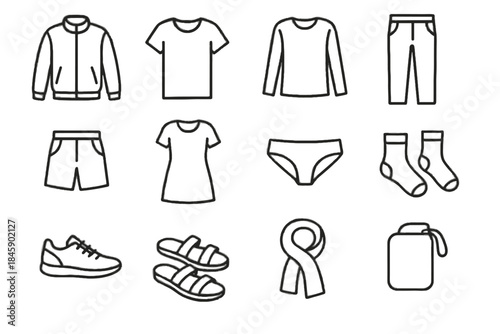 Jacket icons icon pair dress pants travel laundry minimalist vector socks bag