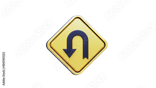 Free Download U-Turn Road Sign on White Background - GFXLoad