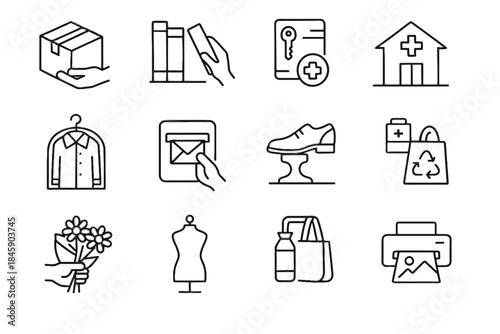 Micro urban dry recycling vector errand pickup book errands bag icon small