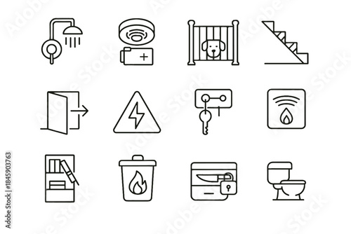 Lock sign sensor object minimalist exit icon secured safety waste valve vector