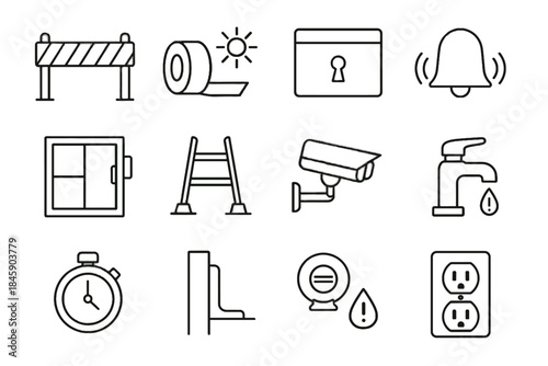 Guard warning minimal camera safety mount vector timer barrier alert window home