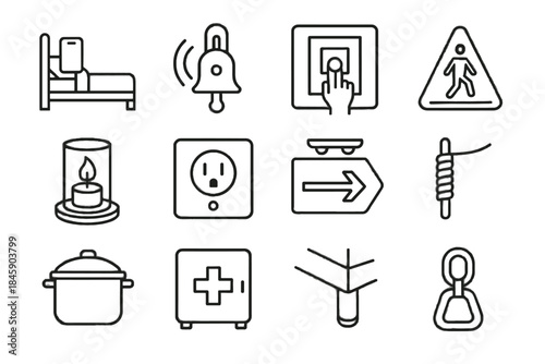 Unit alarm vector pressure holder leg minimal home floor icon whistle safety