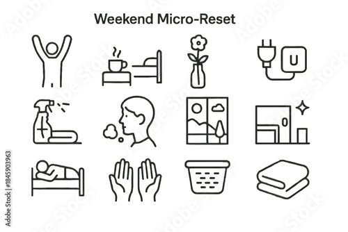 Towel micro vector symbol laundry pose weekend reset nature thought icon drink