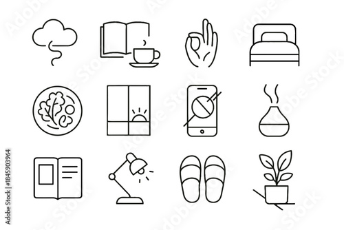 Icons weekend night cloud breath icon scent pair vector layout mindfulness notification