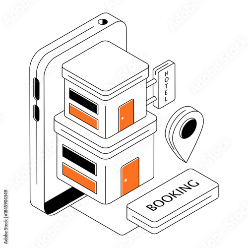 An illustration design of online hotel booking