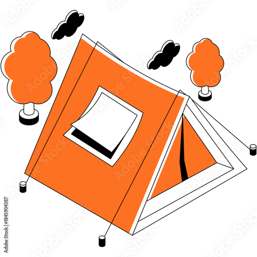 A illustration design illustration of camp, outdoor accommodation
