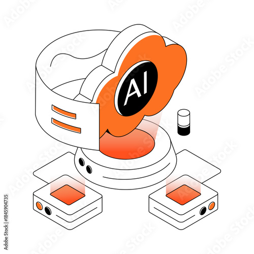 Trendy design illustration of cloud artificial intelligence