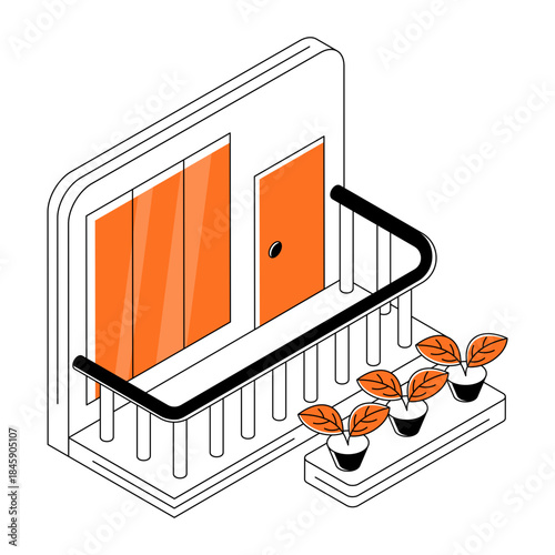 A beautiful design illustration of balcony