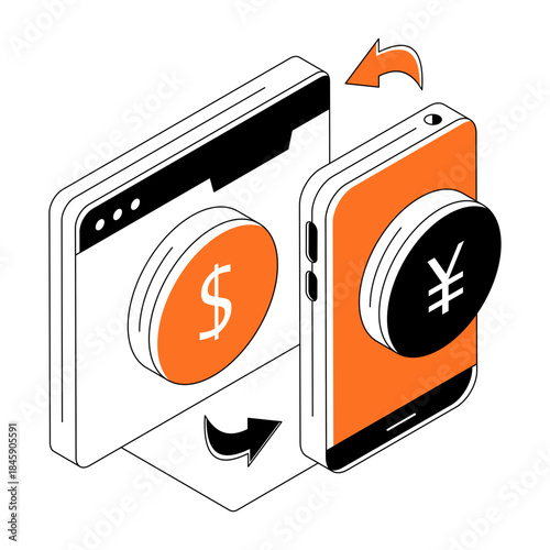 Dollar to yuan, concept of currency exchange