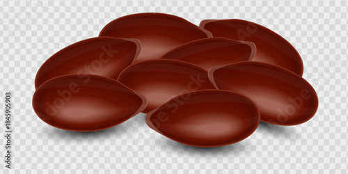 A handful of flax seeds, close-up, transparent background, for collage and web design