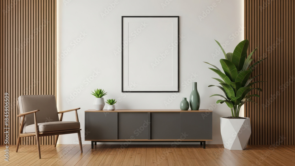 Fototapeta premium Minimalist living room with modern decor