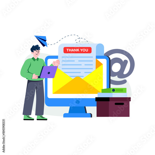 An illustration design of thank you email
