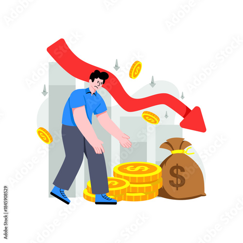 Premium download icon of financial loss