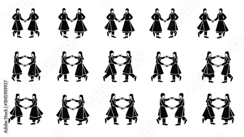 Folk Circle Dance Step Icon Vector Illustration | Traditional Group Dance Movement Symbol | Cultural Rhythm Graphic