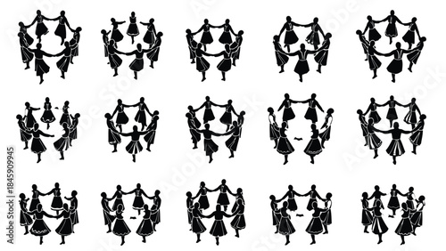 Folk Circle Dance Step Icon Vector Illustration | Traditional Group Dance Movement Symbol | Cultural Rhythm Graphic